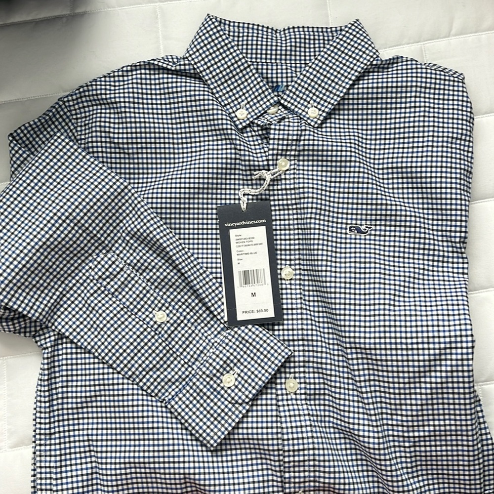 NWT Vineyard Vines Boys long sleeve button down shirt size M